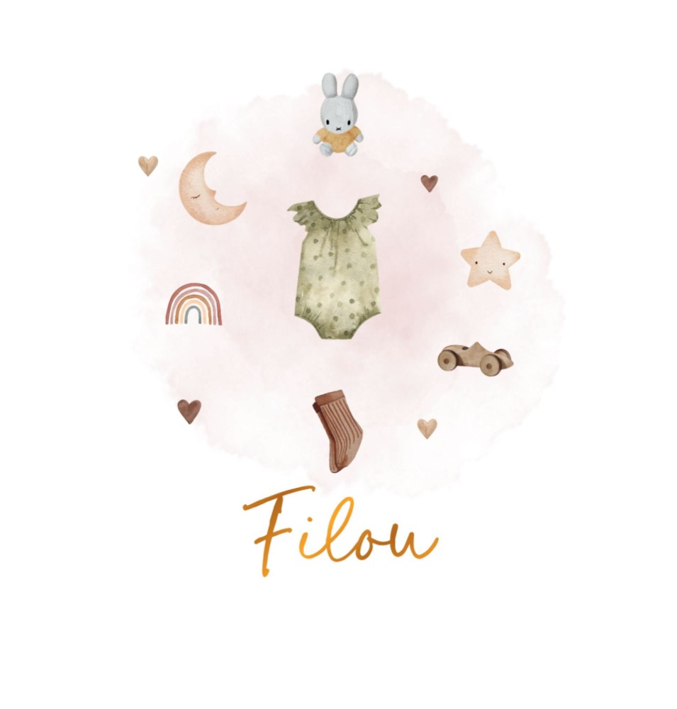 Geboortekaartje Filou - meisje baby accessoires