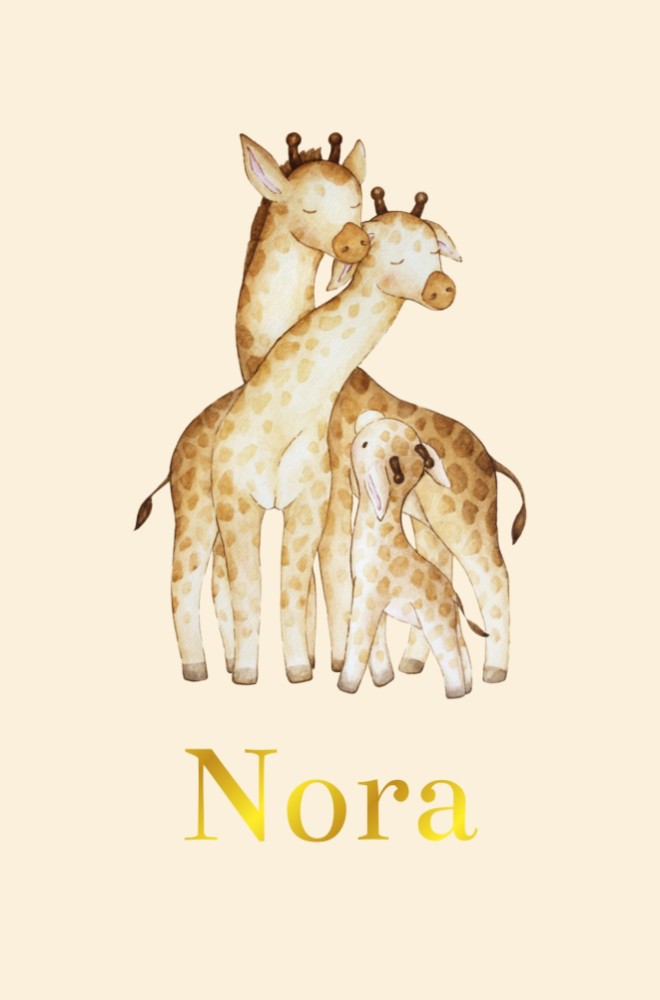 Geboortekaartje Nora - giraffengezin meisje