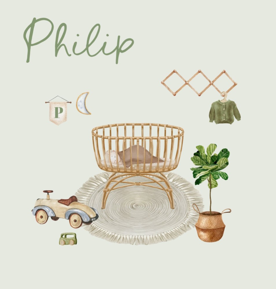 Geboortekaartje Philip - jongen babykamertje