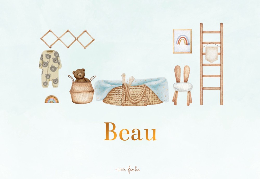 Geboortekaartje Beau - jongen kinderkamer