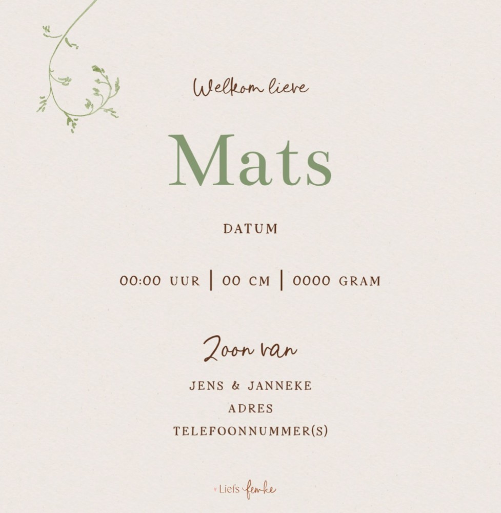 kaart achterzijde