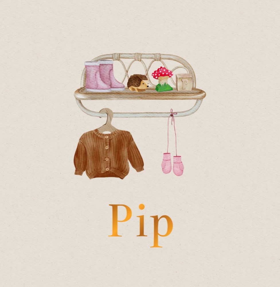 Geboortekaartje Pip - wandrekje met herfst elementen