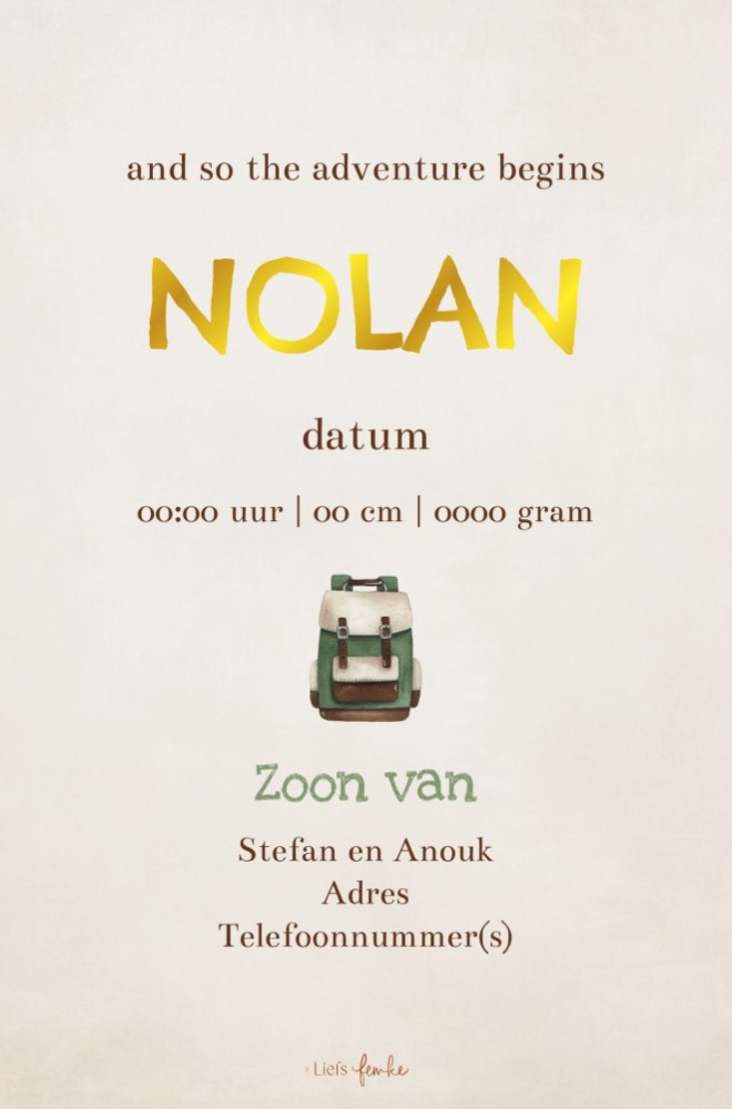 kaart achterzijde