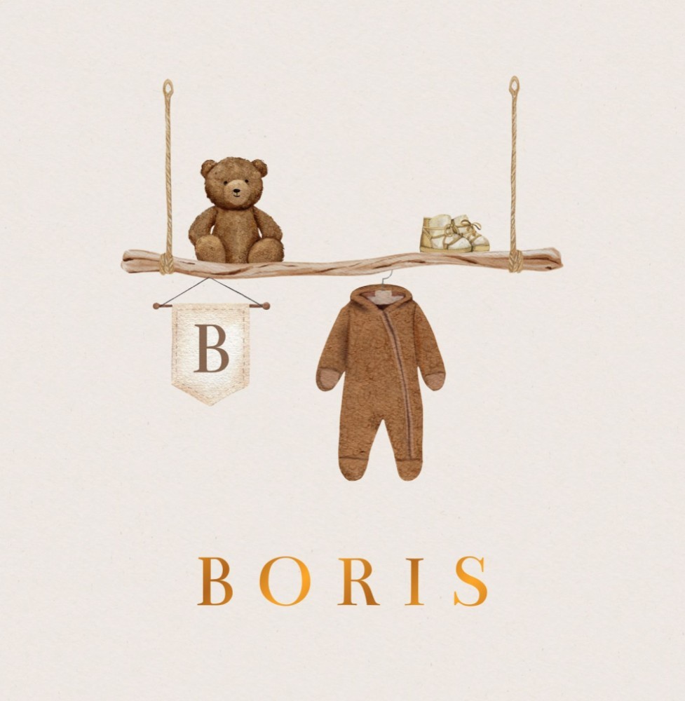 Geboortekaartje Boris - jongen wandhanger