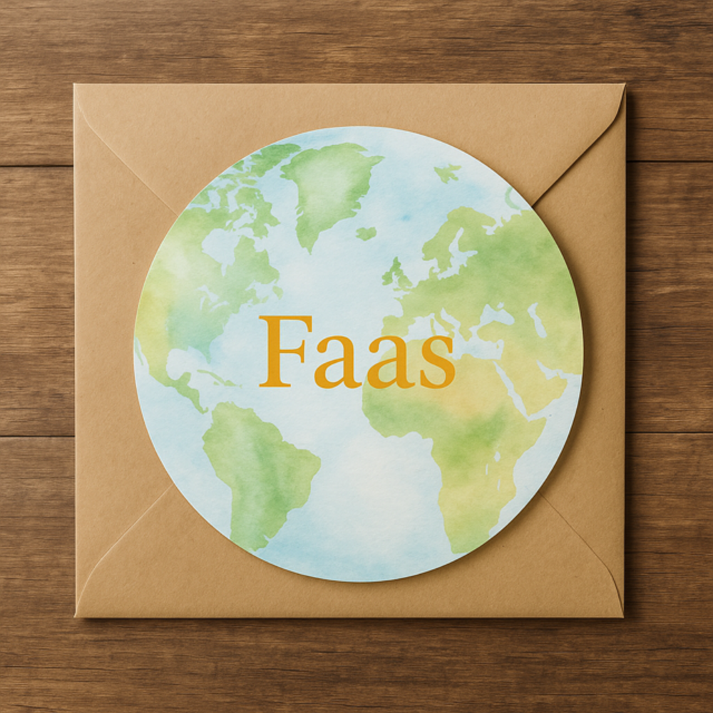 Geboortekaartje Faas - in de vorm van wereldbol