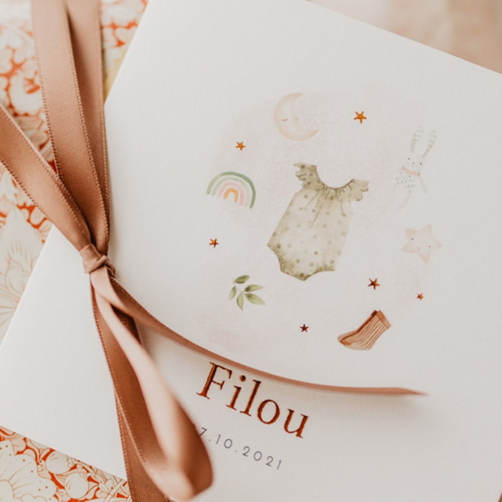 Geboortekaartje Filou - meisje baby accessoires
