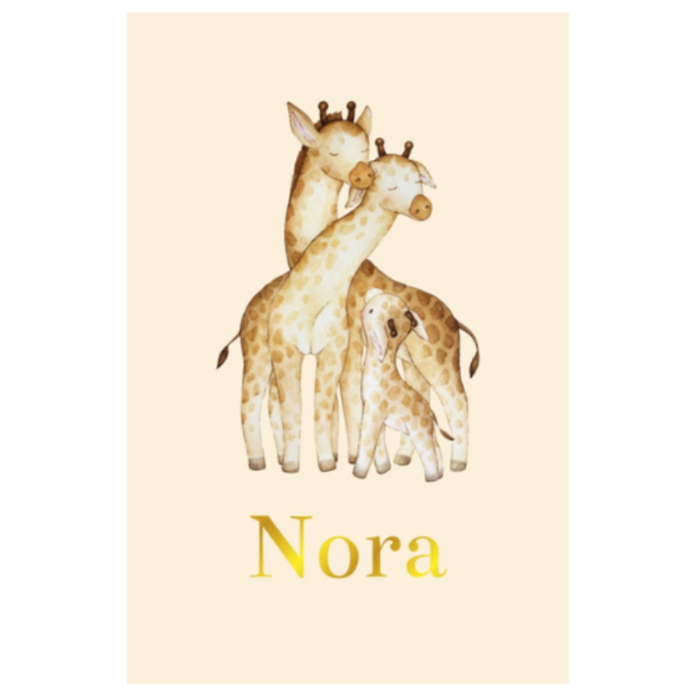 Geboortekaartje Nora - giraffengezin meisje