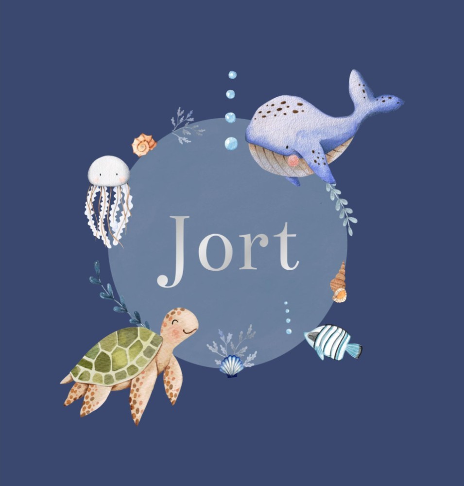 Geboortekaartje Jort - jongen oceaandieren blauw