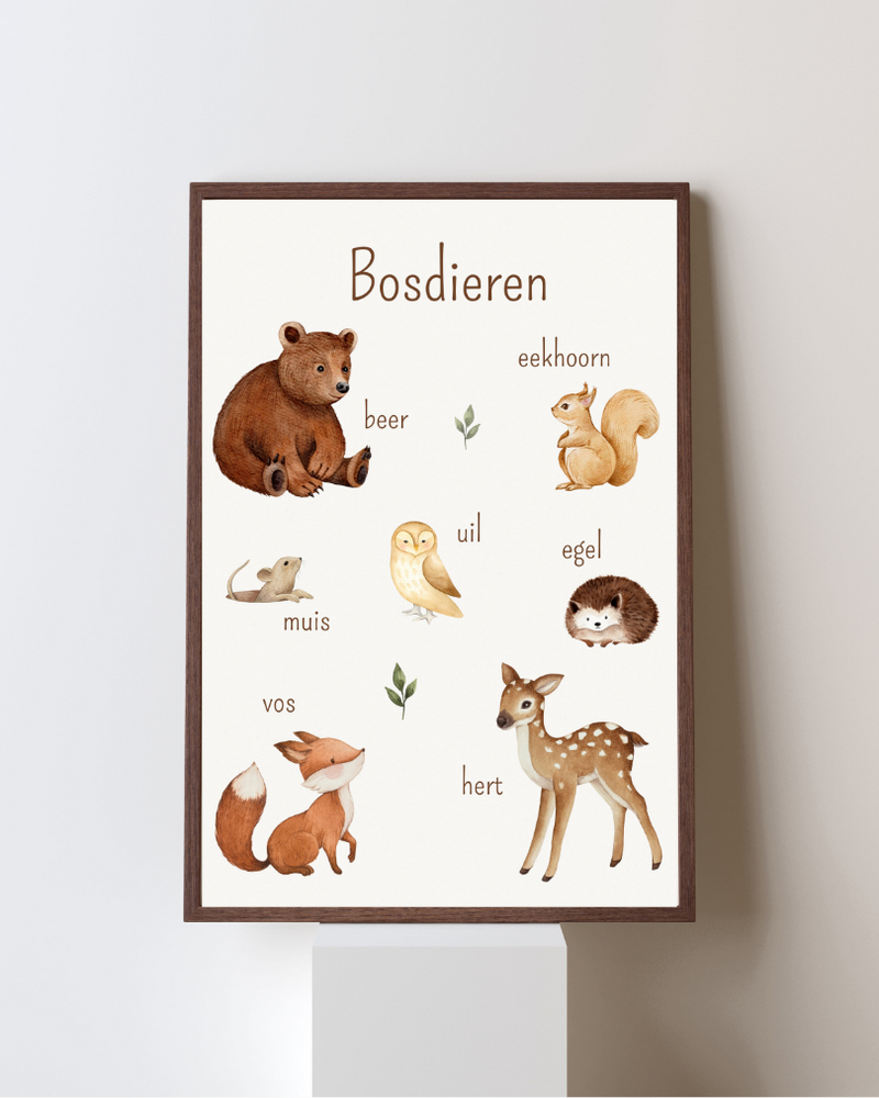 Poster bosdieren gekleurd praatplaat
