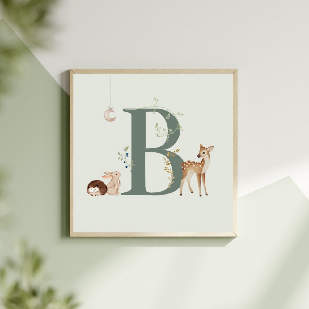 Poster letter (aanpasbaar) met bosdieren