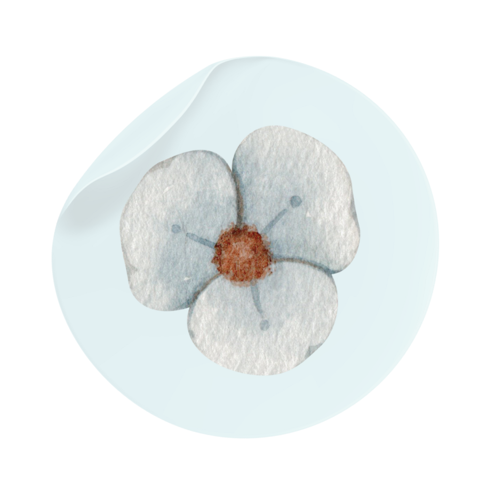 Sluitsticker blauwe bloem